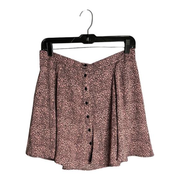Urban Outfitters Pink Animal Print Button Front Swing Skirt Size Large - Picture 1 of 7